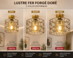 Lustre Fer Forgé Doré – Design Circulaire – Image 3