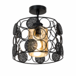 Lustre Fer Forgé Noir – Design Circulaire Décoratif