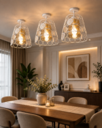 Lustre Fer Forgé Blanc – Design Circulaire et Floral – Image 4
