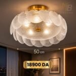 Plafonnier Décoratif en Verre Texturé – Finition Dorée – Image 5