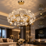 Lustre Corona Luxury – Cristal Doré 60 cm – Image 2