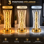 Veilleuse LED Rechargeable – Design Géométrique Doré – Image 3