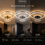 Plafonnier LED 2 CERCLES NOIR – Image 3