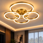 Plafonnier LED 4 CERCLES DORÉ – Image 4