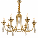 Lustre Classique – Laiton Doré & Cristal
