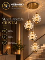 Lustre Suspension 4 Fleurs en Cristal – Image 3