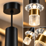 Suspension LED Cylindrique Noir & Or – Image 2