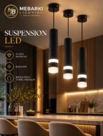 Suspension LED Cylindrique Noir – Image 5