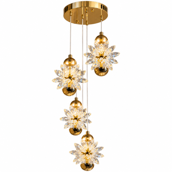 Lustre Suspension 4 Fleurs en Cristal
