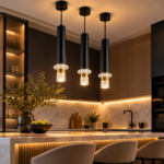 Suspension LED Cylindrique Noir & Or – Image 3