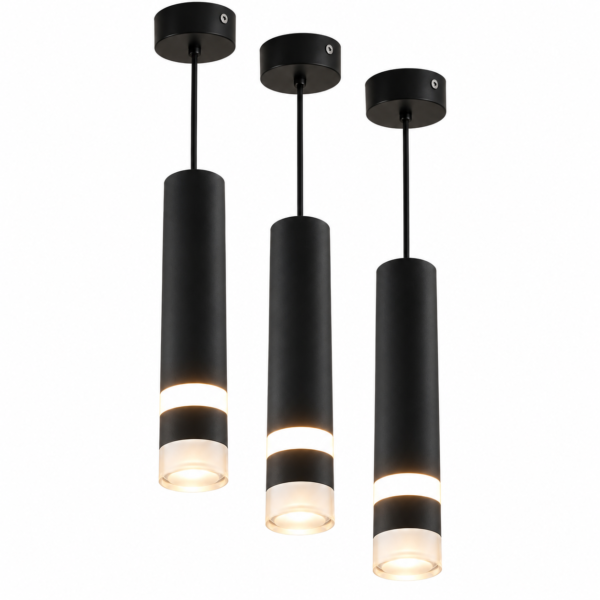 Suspension LED Cylindrique Noir