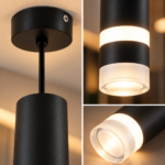 Suspension LED Cylindrique Noir – Image 2