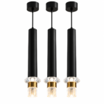 Suspension LED Cylindrique Noir & Or