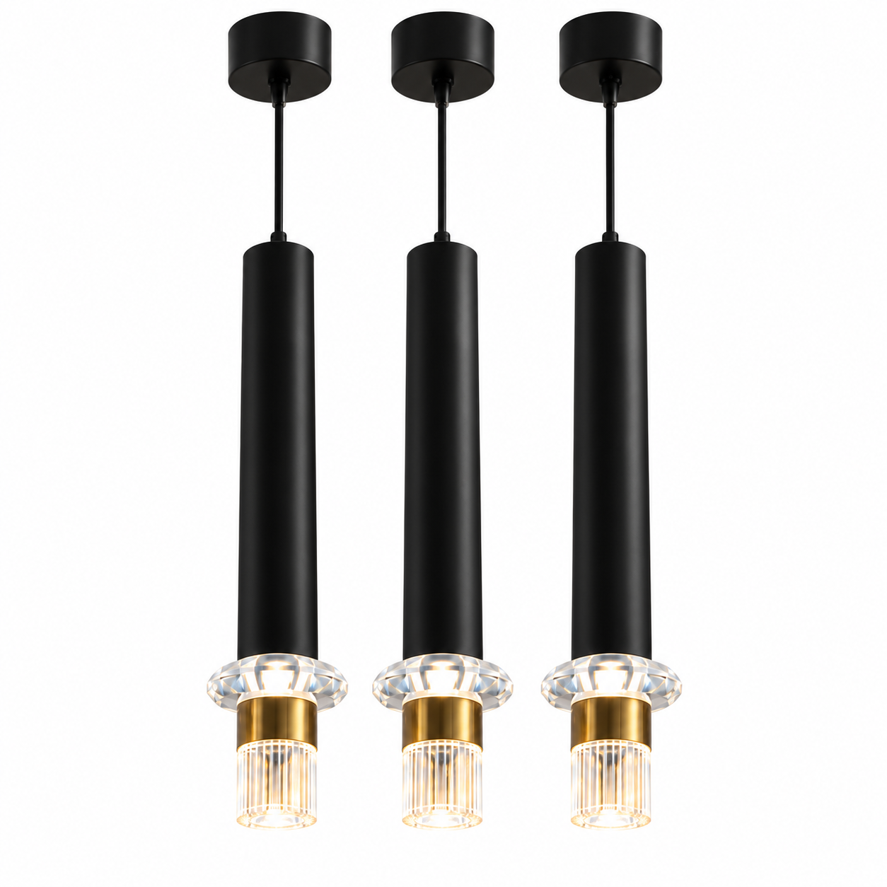 79d87ac1-ef15-4959-ac1c-486386390842 Suspension LED Cylindrique Noir & Or – Image 1