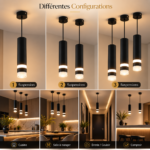 Suspension LED Cylindrique Noir – Image 4