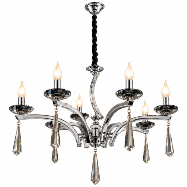 Lustre Classique 8 Bras – Chrome & Cristal