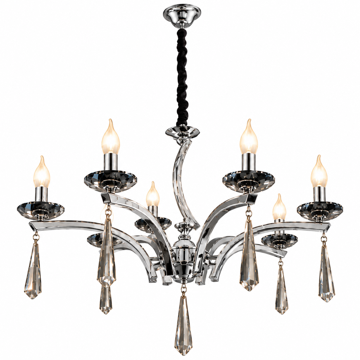811717d2-4c5c-4938-820b-96c05aca9732 Lustre Classique 8 Bras – Chrome & Cristal – Image 1