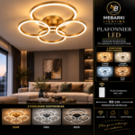 Plafonnier LED 4 CERCLES DORÉ – Image 5