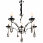 Lustre Classique 6 Bras – Chrome & Cristal