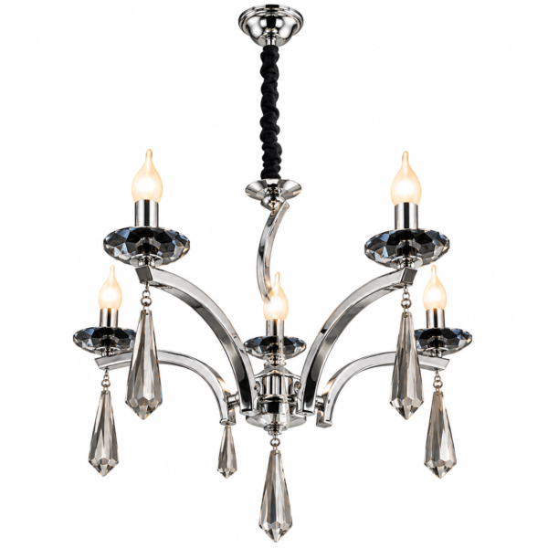 Lustre Classique 6 Bras – Chrome & Cristal
