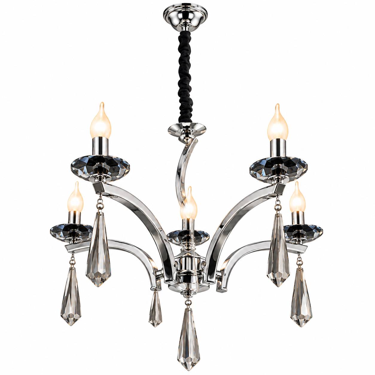 975eeae6-2089-4a59-b370-7e4bd5ec6568 Lustre Classique 6 Bras – Chrome & Cristal – Image 1