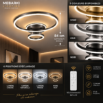 Plafonnier LED 2 CERCLES GRIS – Image 5