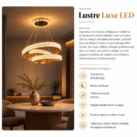 Lustre Luxe LED Anneaux Entrelacés – Image 5