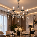 Lustre Classique 8 Bras – Chrome & Cristal – Image 3