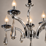 Lustre Classique 6 Bras – Chrome & Cristal – Image 2