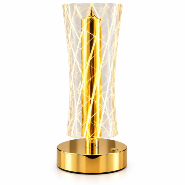 Veilleuse LED Rechargeable – Design Géométrique Doré