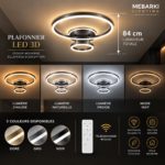 Plafonnier LED 2 CERCLES GRIS – Image 4