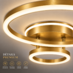 Plafonnier LED 2 CERCLES DORÉ – Image 2