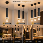Suspension LED Cylindrique Noir & Or – Image 4