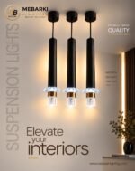 Suspension LED Cylindrique Noir & Or – Image 5