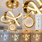Lustre LED Élégance – Doré & Argenté – Image 2