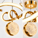 Lustre LED Doré & Argenté – Image 2