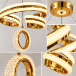 Lustre LED Anneaux – Doré & Argenté – Image 2